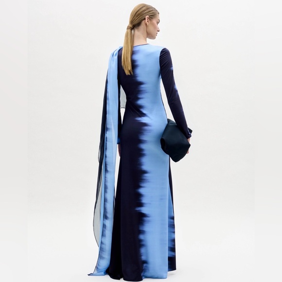 Silvia Tcherassi Dresses & Skirts - Elegant Blue Ombre Long Sleeve Evening Dress